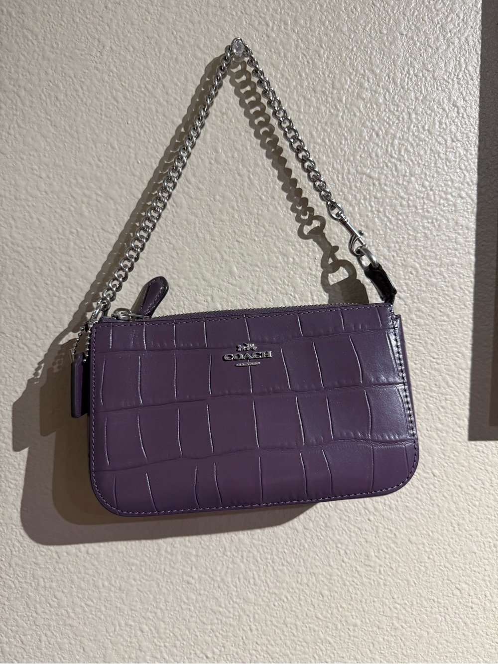 Coach Nolita 19 in Amethyst Croc-Embossed Leather